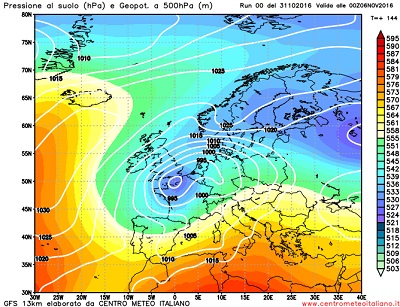 Analisi modelli GFS00Z: anticiclone prevalente sull' Italia salvo un rapido passaggio perturbato a metà settimana