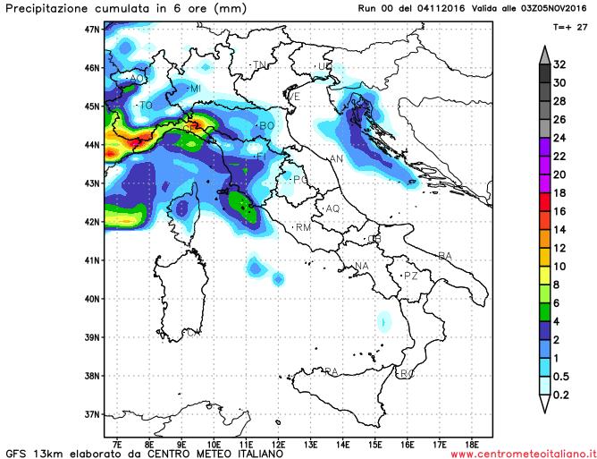 Fenomeni previsti nella prossima notte dal modello GFS sull'Italia Fenomeni previsti nella prossima notte dal modello GFS sull'Italia