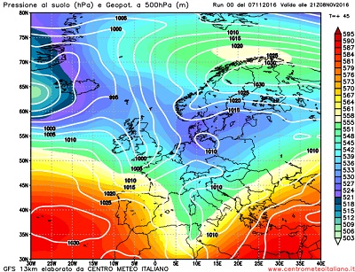 Analisi modelli GFS00Z: tempo instabile sull' Italia con piogge diffuse specie al centro-sud