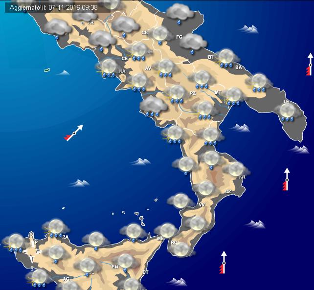 Tempo previsto per la sera di oggi al Sud Italia Tempo previsto per la sera di oggi al Sud Italia