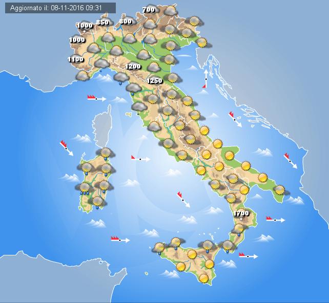 Previsioni Meteo Domani 9 Novembre 2016 