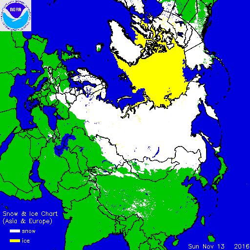 METEO INVERNO 2016-2017: vortice polare debole ed estensione della neve sull'Europa e l'Asia molto ampia, inverno freddo e nevoso in arrivo?