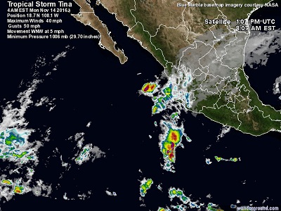 Tempesta tropicale Tina un nuovo sistema tardivo si è sviluppato al largo del Messico