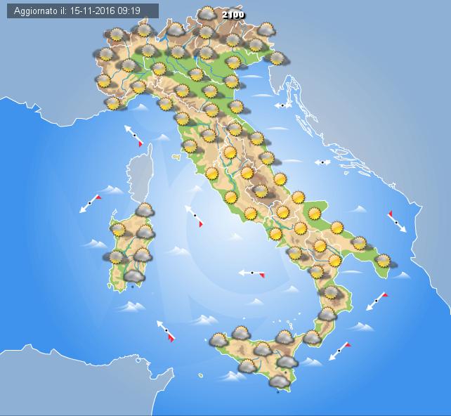 Previsioni meteo Italia 16 Novembre 2016