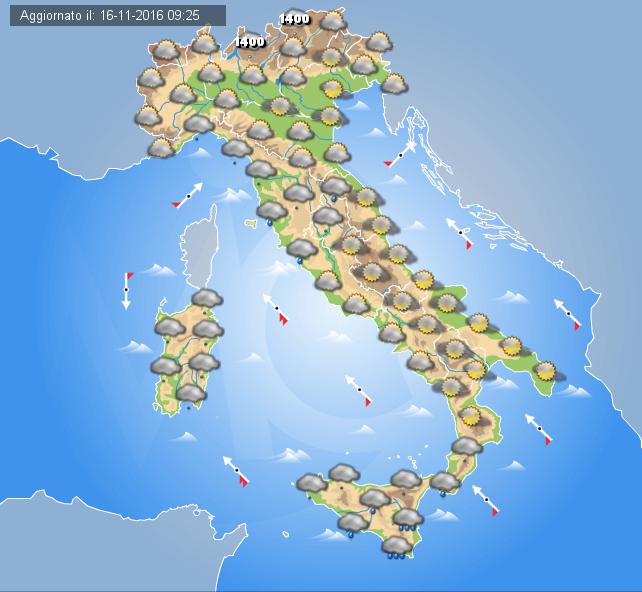 Previsioni meteo Italia 17 Novembre 2016