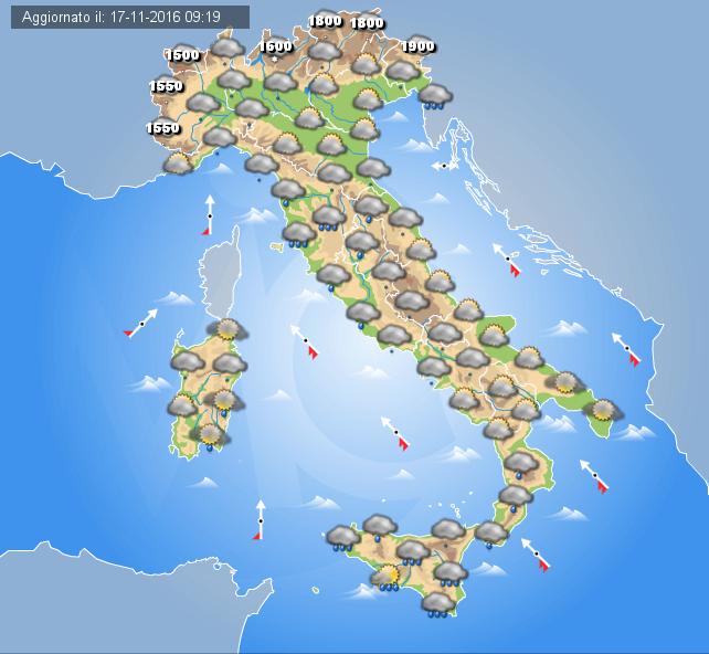Previsioni meteo Italia 18 Novembre 2016 