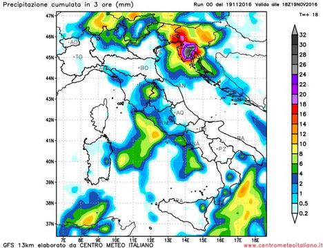Precipitazioni previste dal modello GFS nelle prossime ore sull'Italia Precipitazioni previste dal modello GFS nelle prossime ore sull'Italia