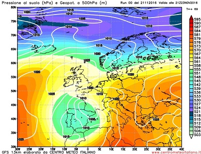 Analisi modelli GFS 00Z: maltempo anche intenso al nord-ovest, più stabile altrove