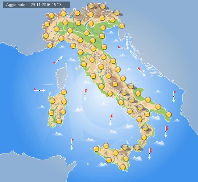 Previsioni meteo Italia 30 Novembre 2016 