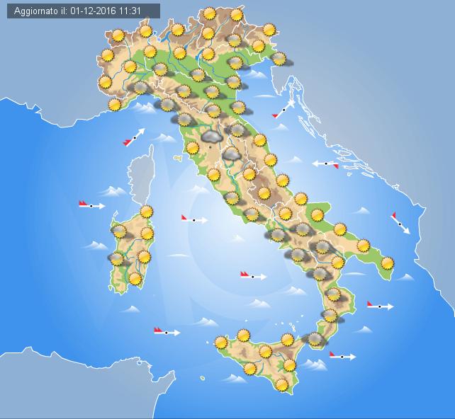 Previsioni meteo Italia 2 Dicembre 2016 