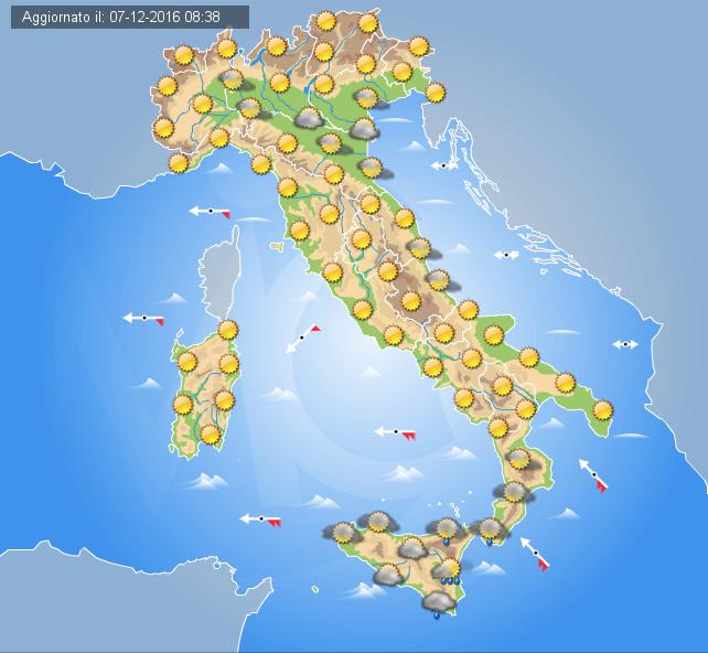 Previsioni Meteo Italia Domani, 8 Dicembre 2016 