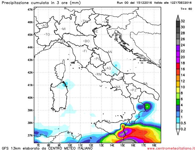Locale maltempo all'estremo Sud nei prossimi giorni secondo il modello GFS