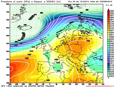 Analisi modelli GFS 00Z: maltempo in arrivo sull' Italia con piogge e nevicate fino a bassa quota sul nord-ovest