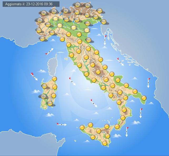 Previsioni meteo domani 24 dicembre 2016