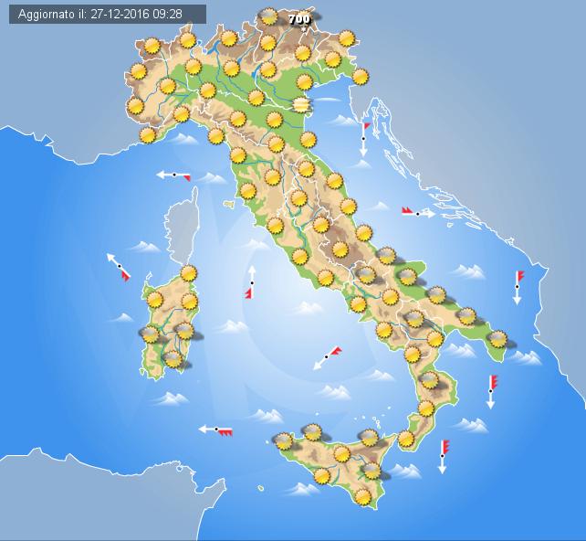 Previsioni meteo Italia 28 Dicembre 2016