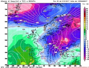 L'incursione di aria gelida artico continentale sull'Europa centro orientale compreso il Mediterraneo prevista da GFS06 per l'Epifania.