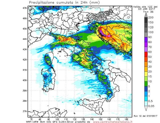 Precipitazioni attese domani sull'Italia con neve localmente abbondante in Appennino Precipitazioni attese domani sull'Italia con neve localmente abbondante in Appennino