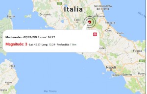 Terremoto oggi Umbria e Abruzzo, 2 gennaio 2017: scossa M 4.1 provincia di Perugia, M 3 provincia dell'Aquila - Dati Ingv ora