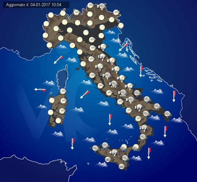 Previsioni meteo Italia 5 Gennaio 2017 