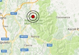 Terremoto oggi Marche 5 gennaio 2017 scossa M 3.3 provincia di Macerata - Dati Ingv ora