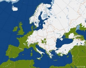 Innevamento Europeo relativo ai primi 8 giorni del mese di Gennaio in Europa.