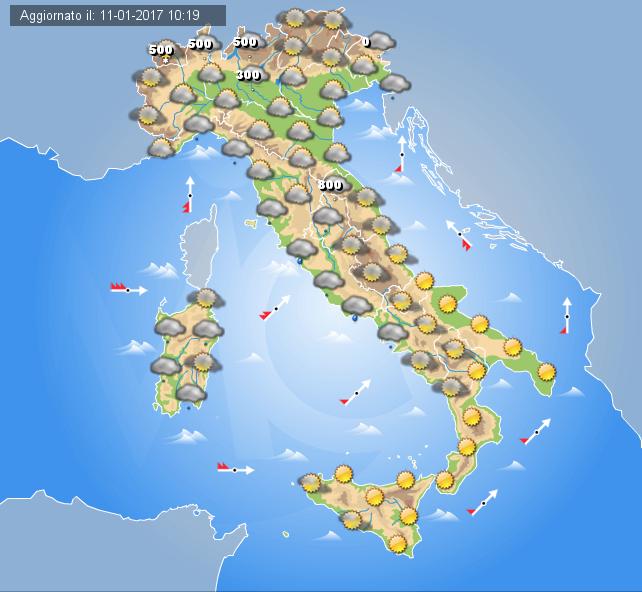 Previsioni Meteo domani 12 gennaio 2017