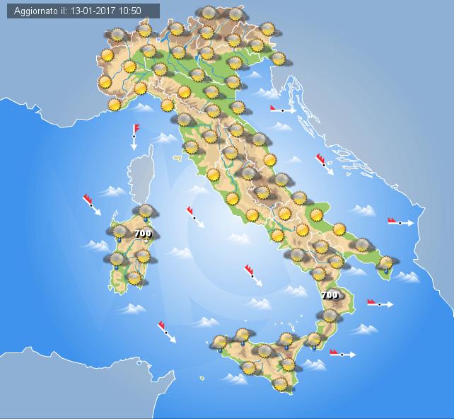 Previsioni Meteo domani 14 gennaio 2017