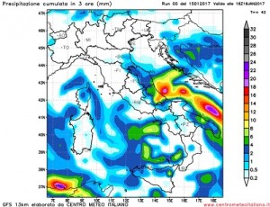 Precipitazioni attese in Italia durante la giornata di domani.