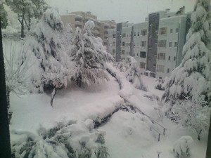 Abbondante nevicata in atto a Chieti. Foto di : Mario Miscia 