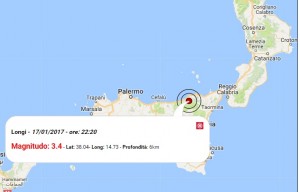 Terremoto oggi Sicilia, 17-01-2017: scossa M 3.4 a Longi, provincia di Messina - Dati Ingv ora