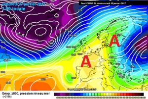 L'ipotesi proposta a lungo termine da ECMWF00z, con l'alta pressione nuovamente sbilanciata verso la Scandinavia e il ritorno del freddo in Europa. 