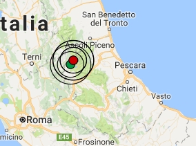 Terremoto oggi Lazio 19 gennaio 2017 scossa M 3.5 ad Amatrice - Dati Ingv ora