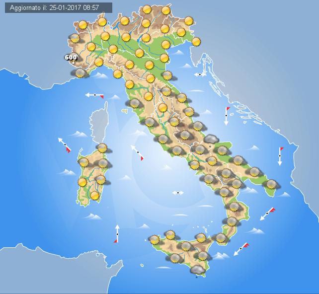 Previsioni meteo domani 26 Gennaio 2017