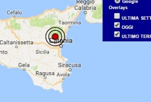 Terremoto oggi Sicilia 30 gennaio 2017: scossa M 2.7 provincia di Catania - Dati Ingv ora