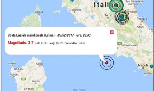 Terremoto oggi Lazio, 3 febbraio 2017: scossa M 3.7 Costa Laziale meridionale, nel maceratese sisma M 4.2 - Dati Ingv