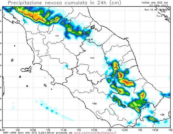 Neve localmente abbondante sull'Appennino centro-settentrionale nelle prossime ore