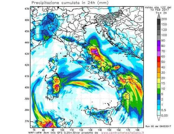 Fenomeni previsti nelle prossime 24 ore dal nostro modello WRF Fenomeni previsti nelle prossime 24 ore dal nostro modello WRF