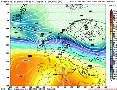 Analisi modelli GFS00Z: ancora stabile nei prossimi giorni, poi neve e maltempo in arrivo? L’affondo di aria più fredda dai quadranti settentrionali potrebbe determinare un colpo di coda dell’inverno 18 febbraio 2017