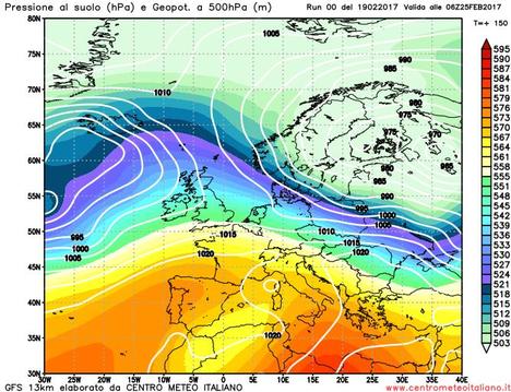 Analisi modelli GFS00Z: alternanza tra anticiclone e perturbazioni da nord. Irruzione fredda sull'Italia entro la fine di Febbraio?