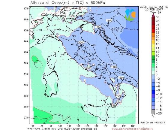Aria fredda in transito sull'Italia nella giornata di domani Aria fredda in transito sull'Italia nella giornata di domani