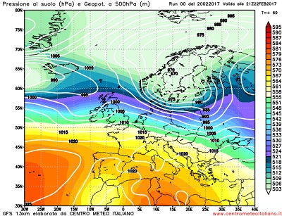 Analisi modelli GFS 00Z: tempo stabile nei prossimi giorni sull' Italia, a seguire molta incertezza tra anticiclone e irruzioni fredde