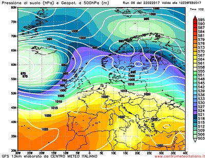 La nuova rimonta dell'alta pressione che subito dopo il transito della veloce perturbazione tornerebbe ad interessare il Mediterraneo nella giornata di Domenica.