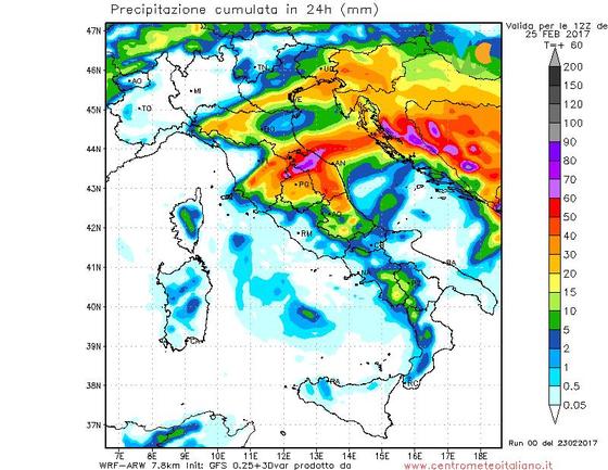 Fenomeni attese nella giornata di domani sulle regioni del Centro Italia dal nostro modello WRF Fenomeni attese nella giornata di domani sulle regioni del Centro Italia dal nostro modello WRF