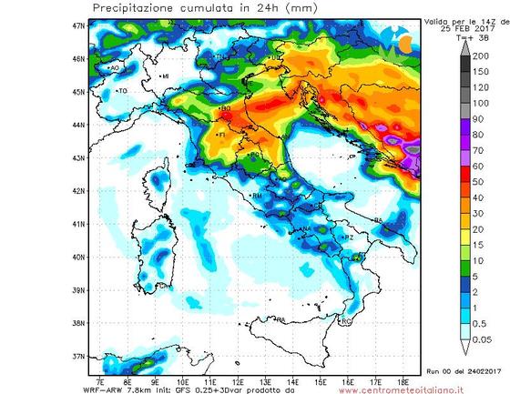 Peggioramento meteo sul Centro Italia con piogge e temporali anche intensi su Toscana, Umbria e Marche.