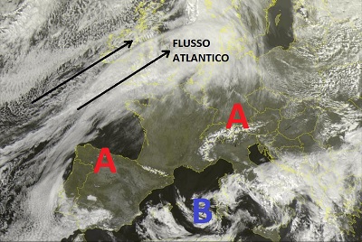 Situazione satellitare in Europa relativa alla giornata odierna, con una rimonta dell'alta pressione su gran parte dell'Europa e sul nord Italia, mentre dell'instabilità interessa ancora attualmente le regioni centro meridionali Italiane, con molte nubi e rovesci sparsi. 