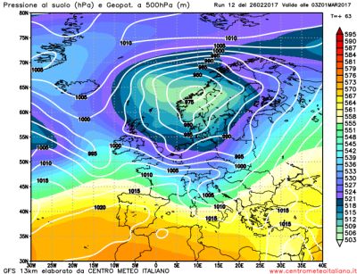 Analisi modelli GFS12Z: instabile e perturbato al Nord nel medio periodo. Flusso di correnti umide e atlantiche in intensificazione verso le regioni settentrionali 26 febbraio 2017