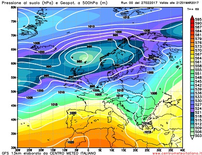 La situazione sinottica prevista per la metà di questa settimana, con il continuo e persistente afflusso di correnti perturbate Atlantiche sul comparto Europeo centrale e settentrionale. A garantire una settimana instabile e a tratti anche perturbata.