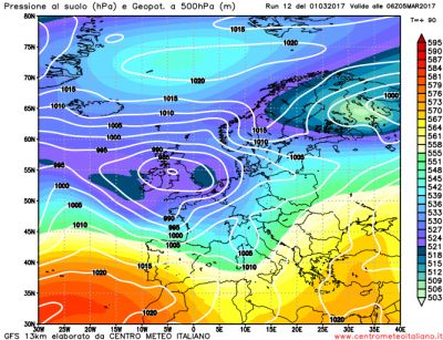 Analisi modelli GFS12Z:  alle porte un periodo caratterizzato da intenso maltempo e piogge diffuse. L’Europa attraversata da un complesso flusso di correnti instabili e di origine atlantica 1 marzo 2017