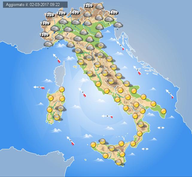 Previsioni Meteo domani 3 Marzo 2017