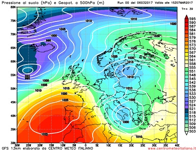 Analisi modelli 00z: tempo perturbato nei prossimi giorni sull' Italia a causa del flusso atlantico